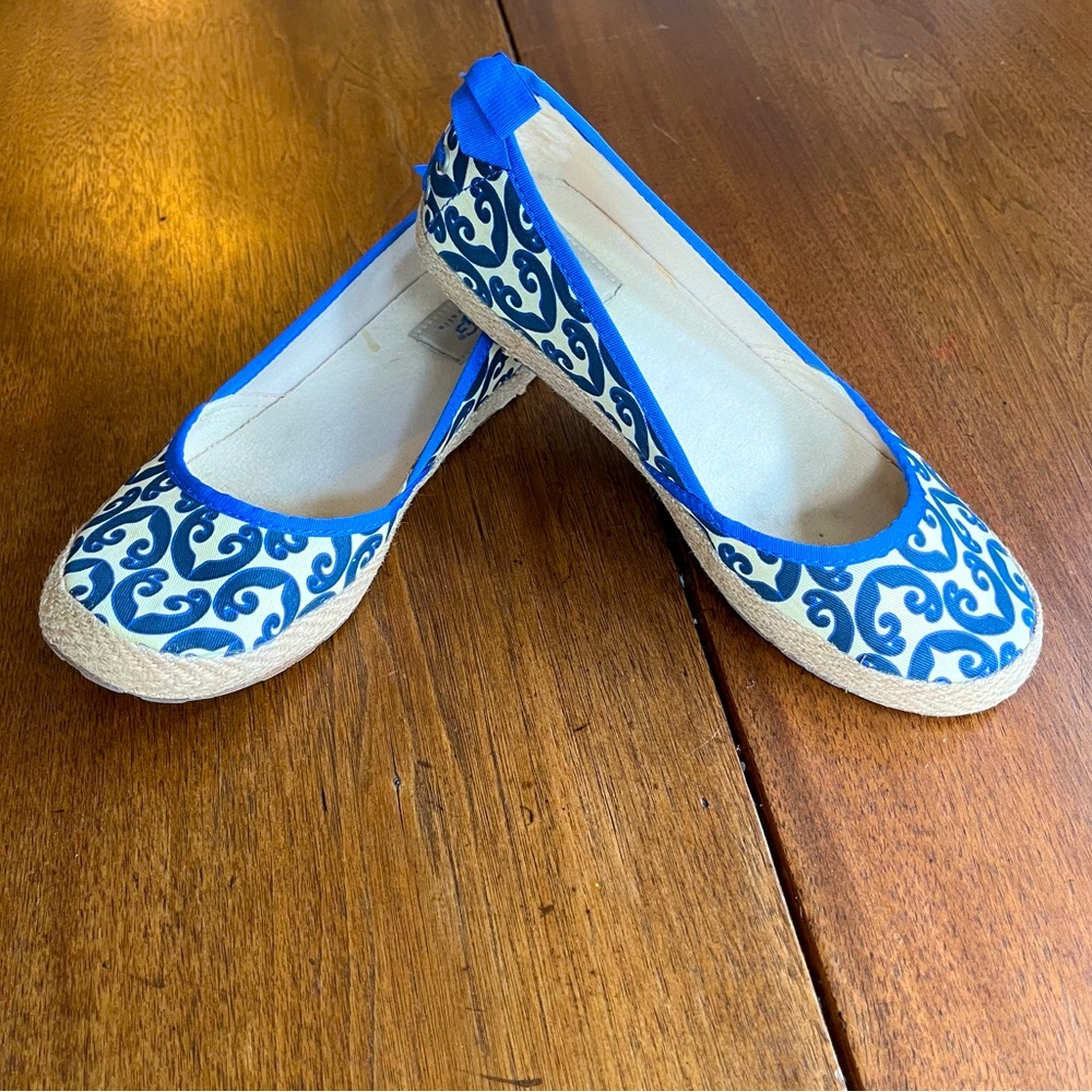 UGG Blue and Cream Scroll Flats